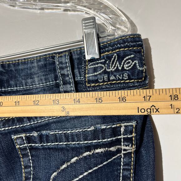 Silver Jeans Santorini Capri Denim Blue Jeans Embroidered Straight Woman Size 30 - Picture 5 of 7